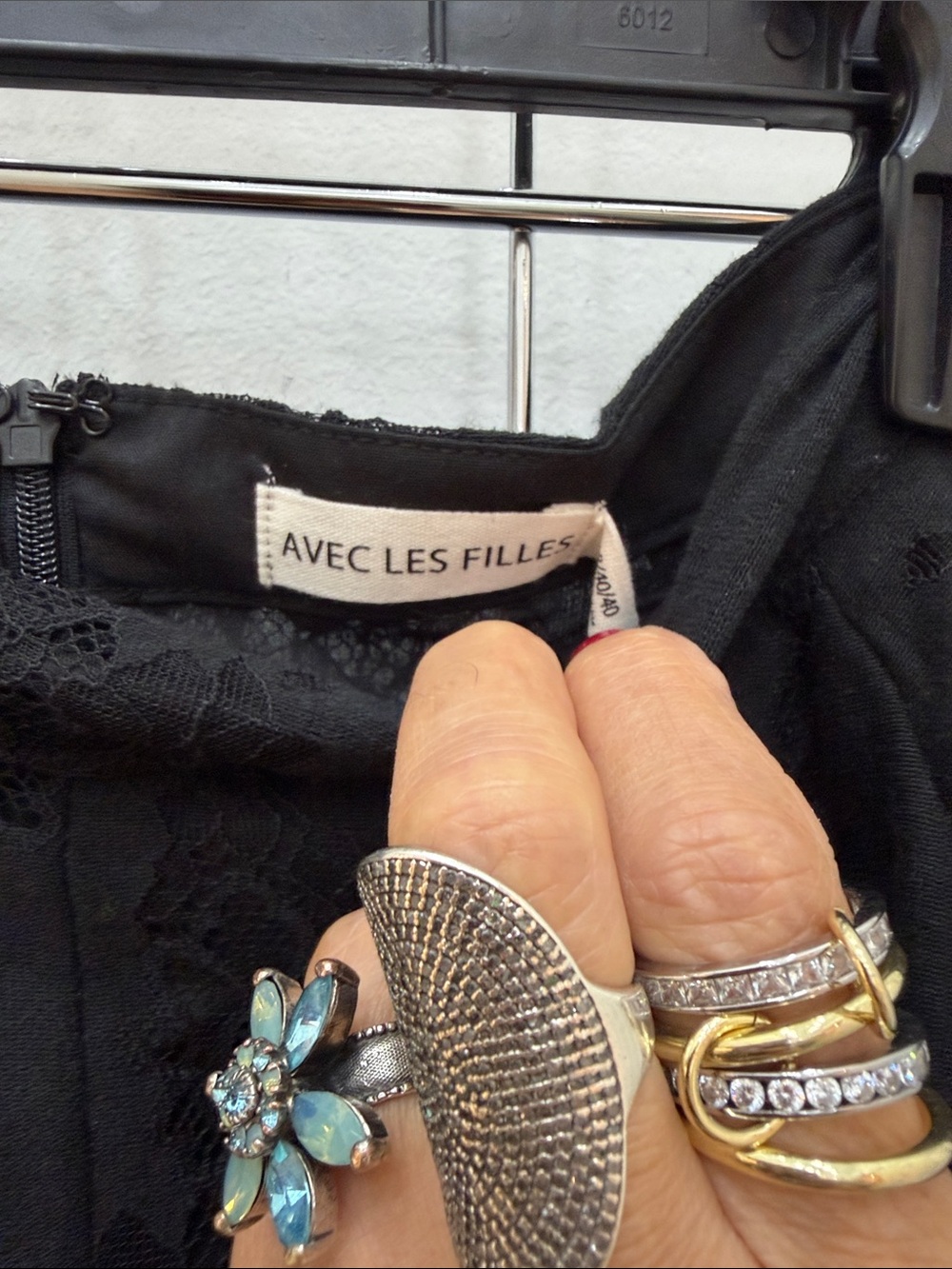 Avec Les Filles Black Floral Lace A-Line Skirt - Picture 4 of 7